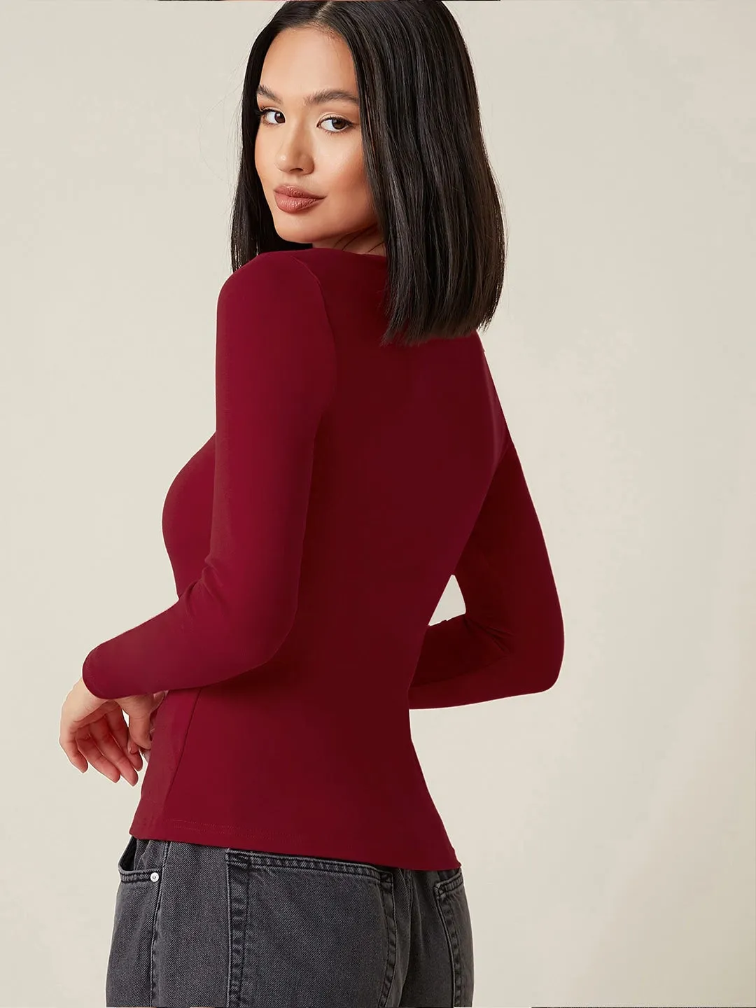 Scarlet Square-Neck Knit Top