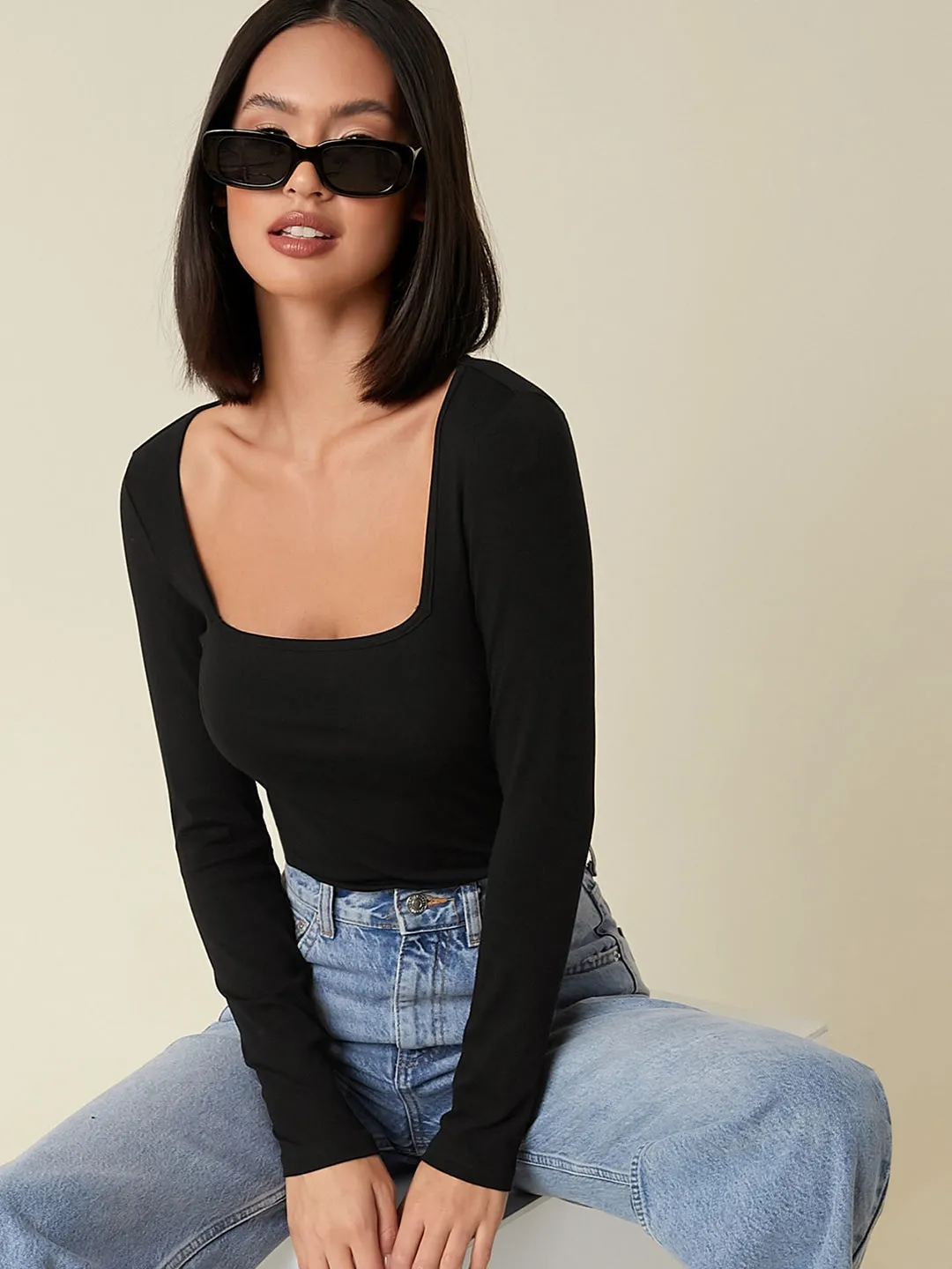 Scarlet Square-Neck Knit Top