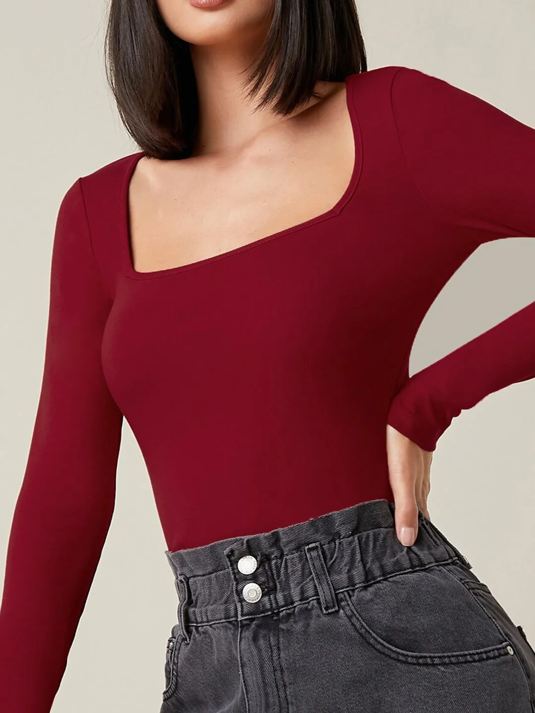 Scarlet Square-Neck Knit Top