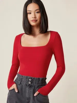 Scarlet Square-Neck Knit Top