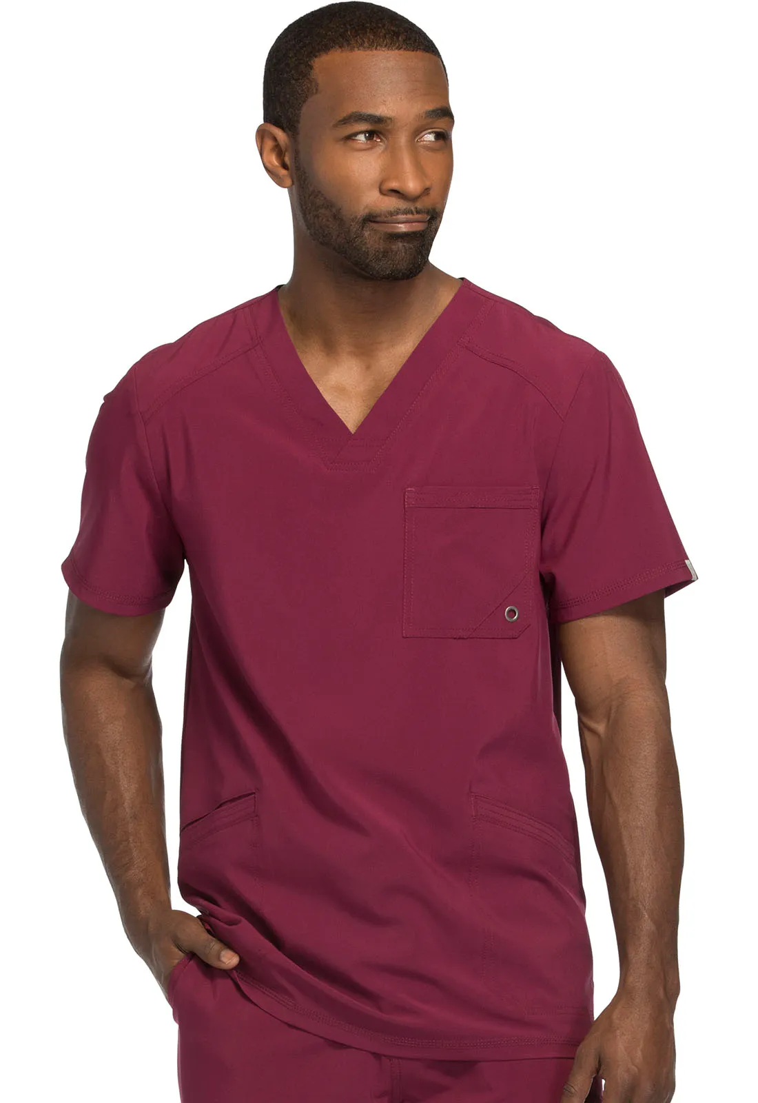 Scrub Top - Cherokee Infinity Men's V-Neck Top - Wine, CK900A