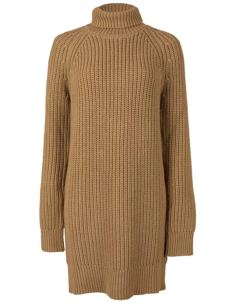 Shaker Turtleneck Dress - Barley