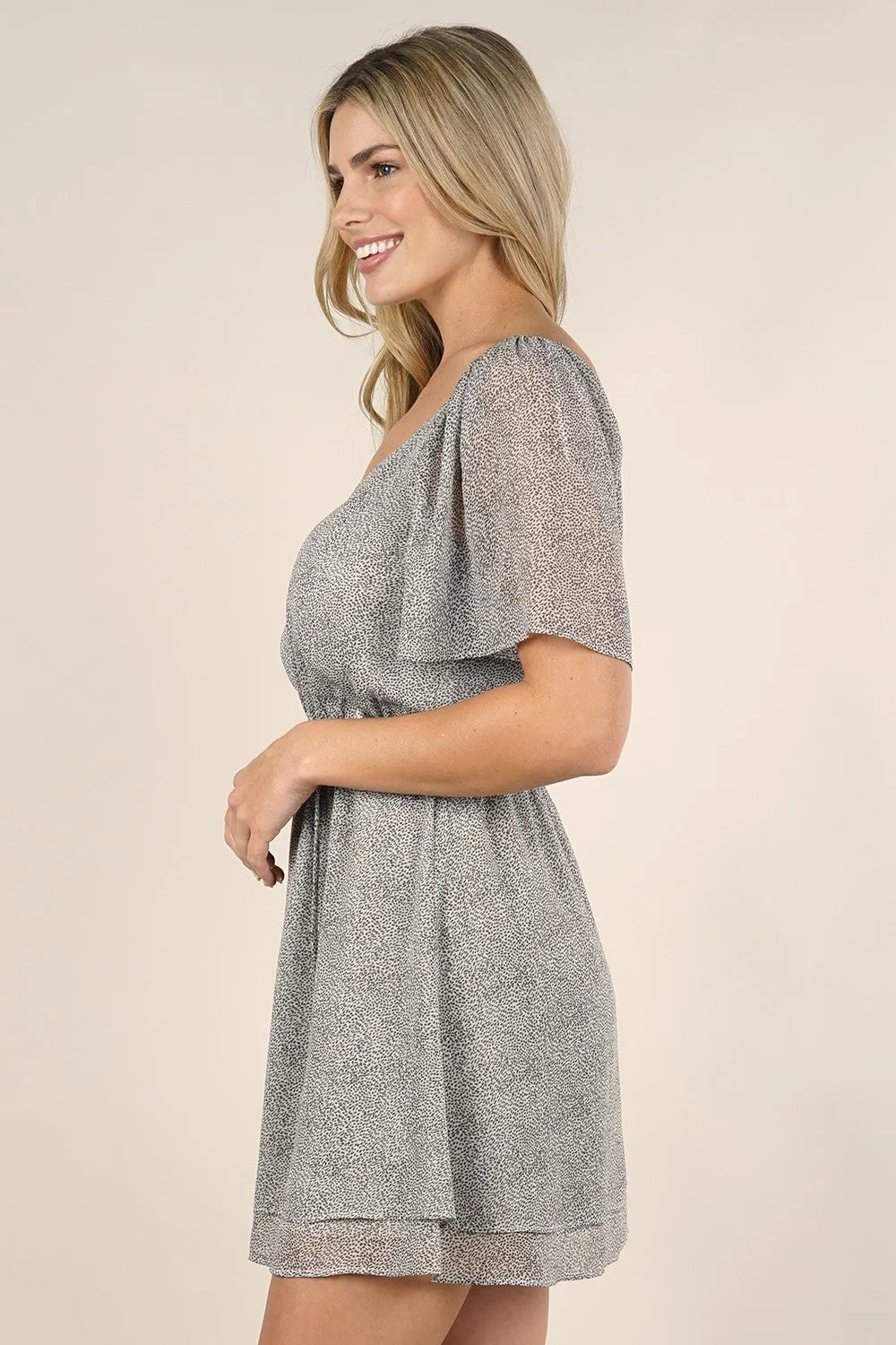 Sheer Speckle Dot Mini Dress