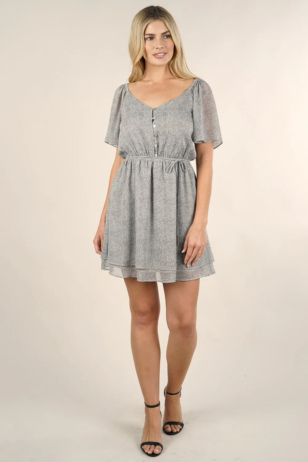 Sheer Speckle Dot Mini Dress