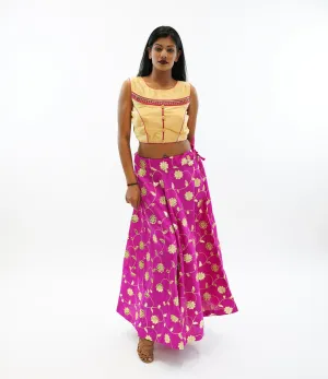Silk Fuchsia Pink Gotta Patti Work Lehenga Skirt