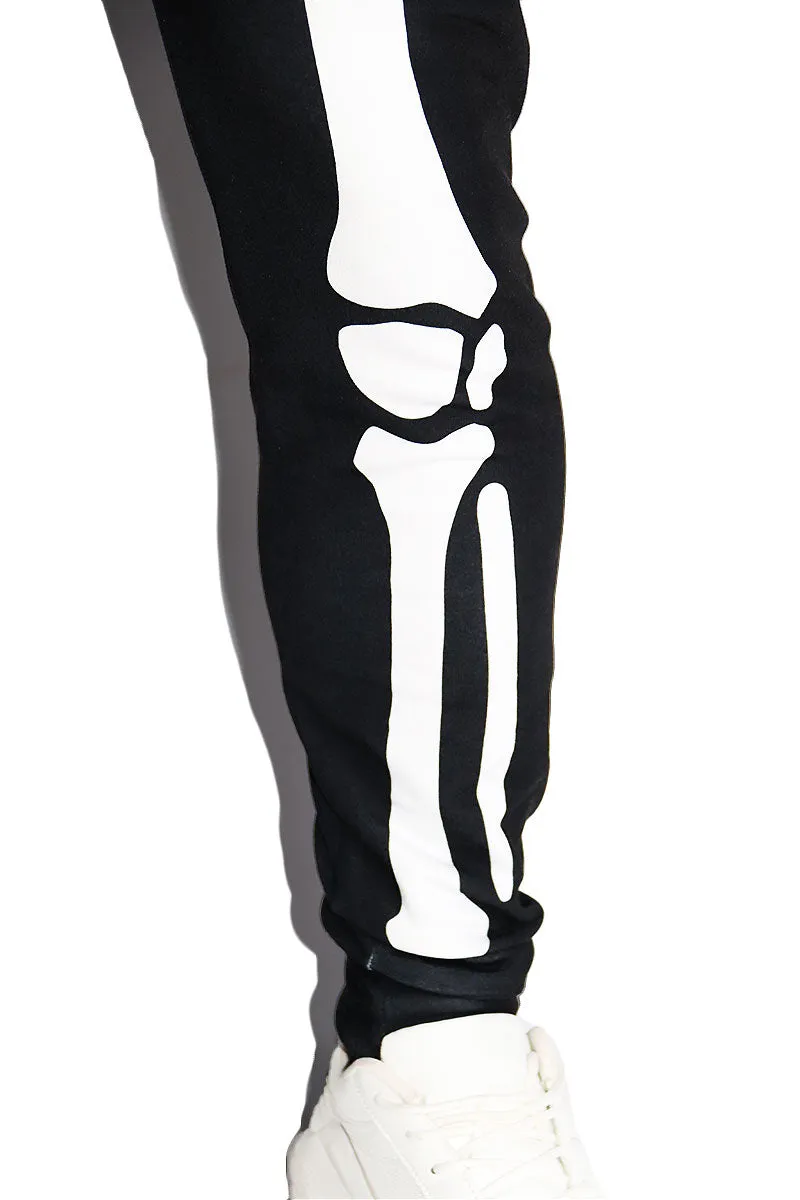 Skeleton All Over Print Sweatpants- Black
