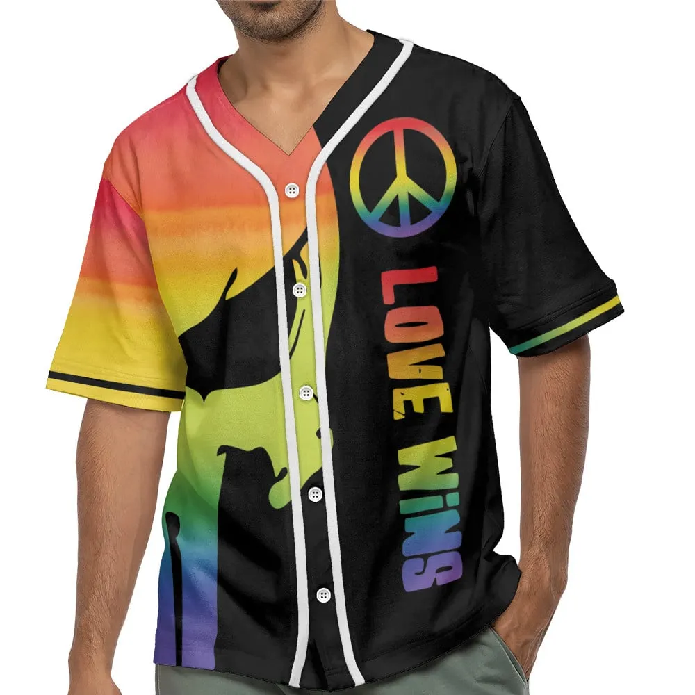 Skull LGBT Pride Love Wins Rainbow Skull Baseball Jersey Shirt, Perfect Gift for LGBT