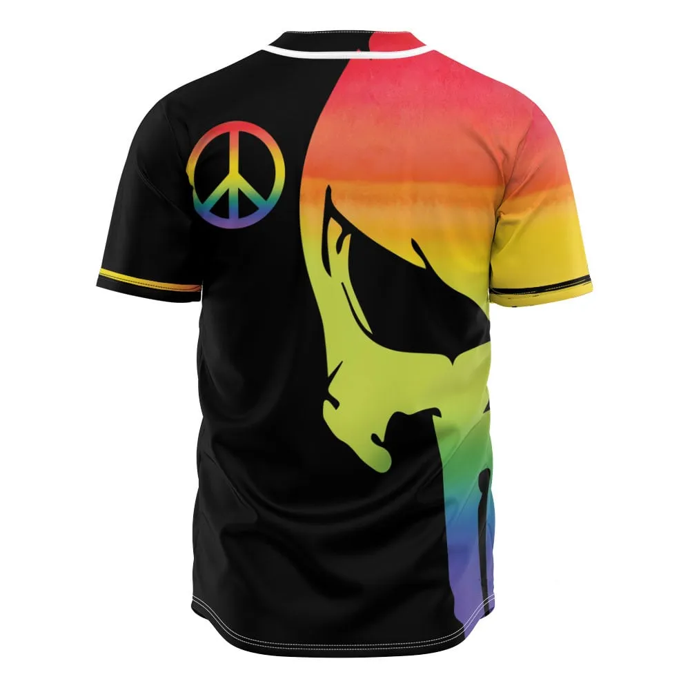 Skull LGBT Pride Love Wins Rainbow Skull Baseball Jersey Shirt, Perfect Gift for LGBT