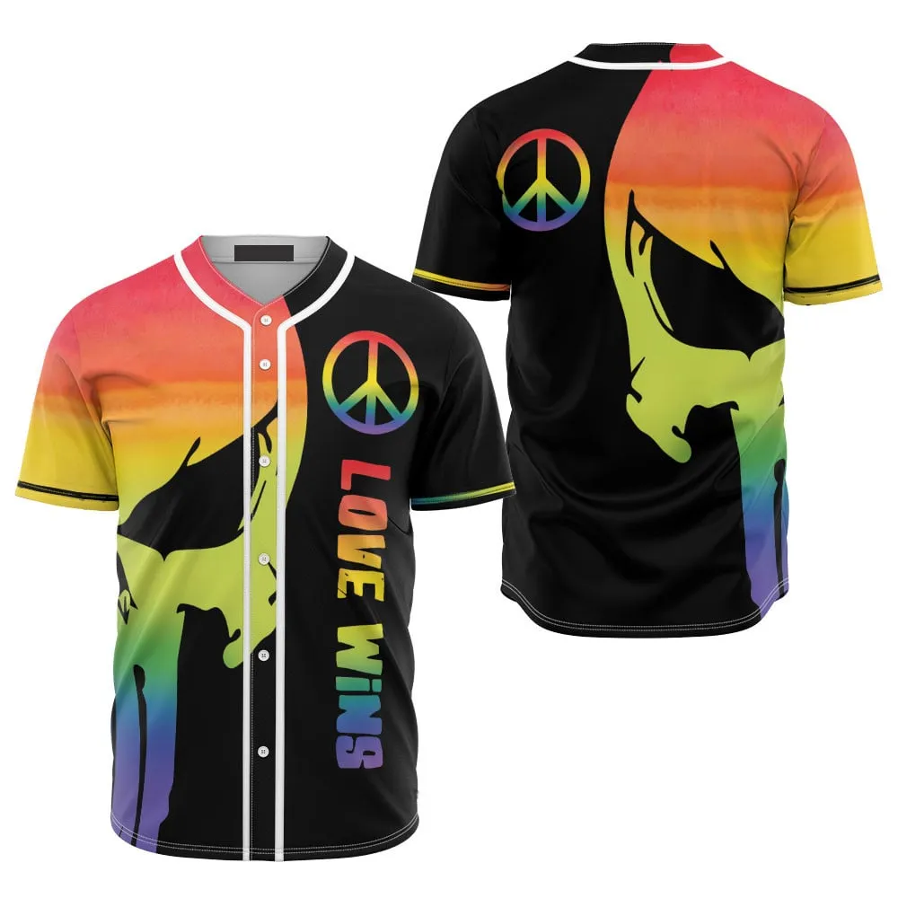 Skull LGBT Pride Love Wins Rainbow Skull Baseball Jersey Shirt, Perfect Gift for LGBT