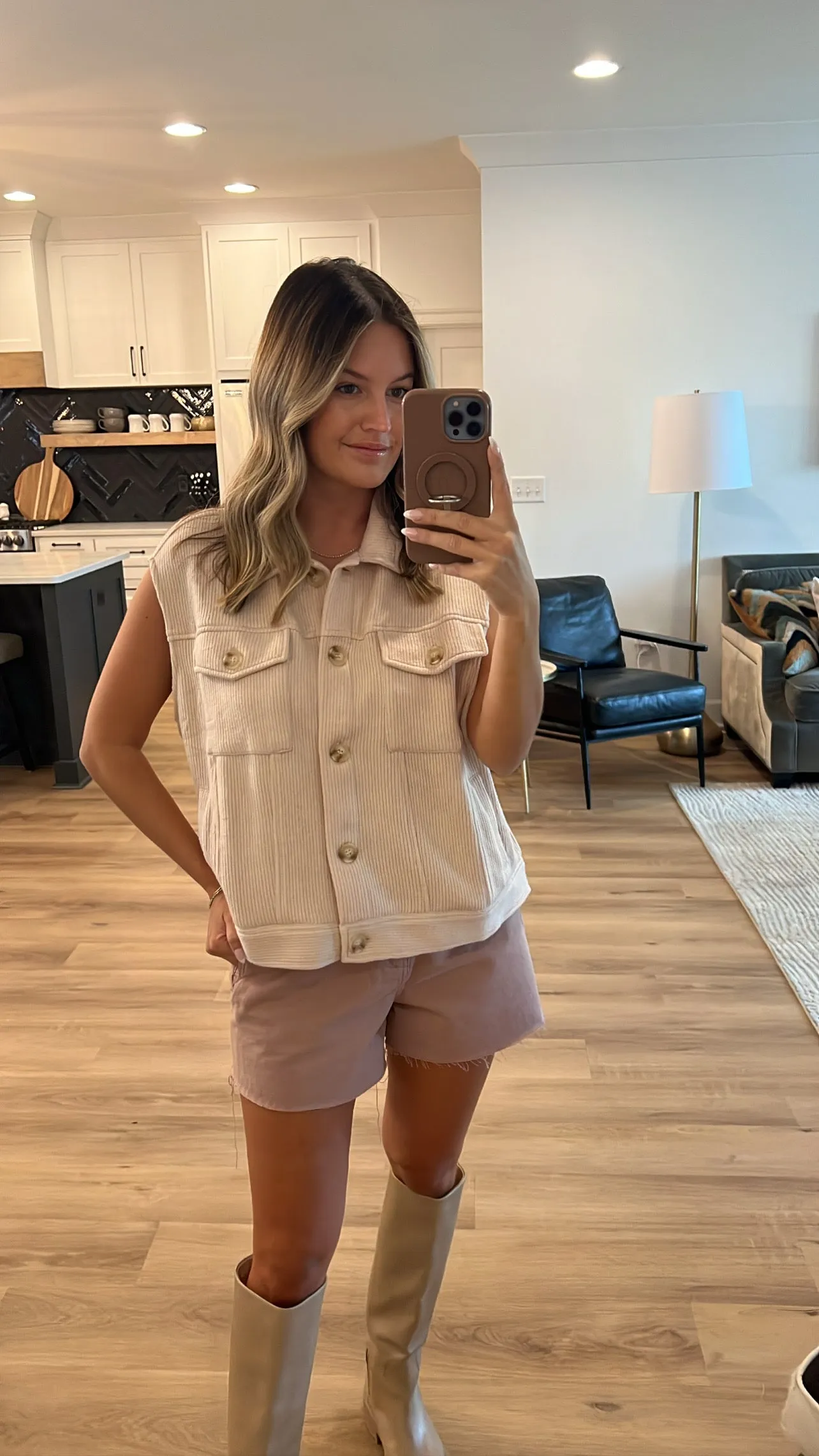 Sleeveless Knit Jacket, Cream