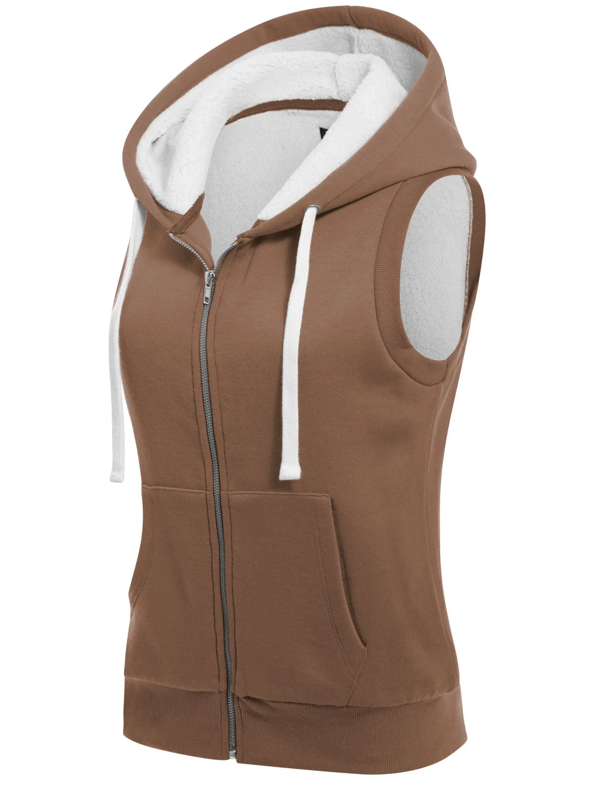 Sleeveless Sherpa Lining Zip Up Cozy Vest