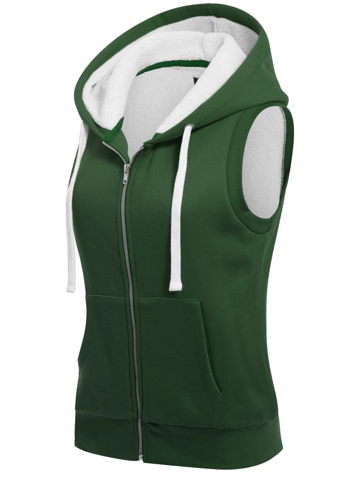 Sleeveless Sherpa Lining Zip Up Cozy Vest