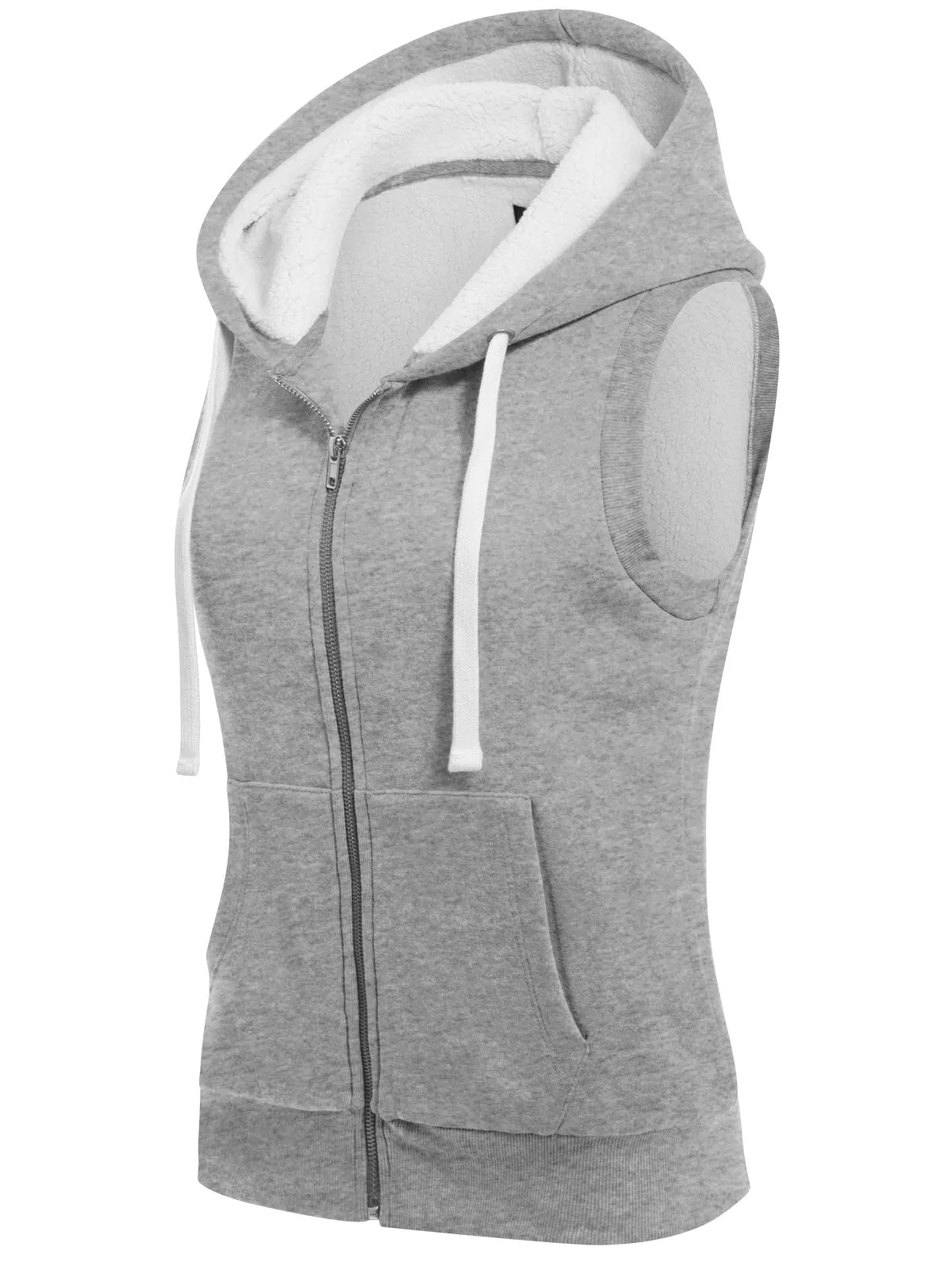 Sleeveless Sherpa Lining Zip Up Cozy Vest