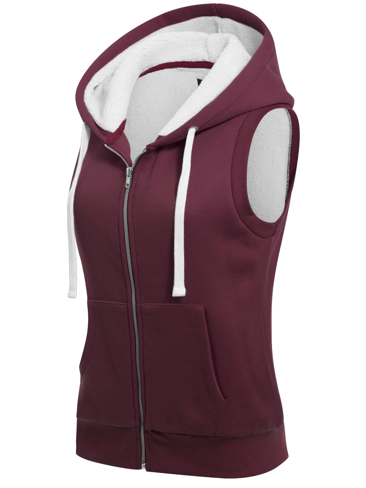 Sleeveless Sherpa Lining Zip Up Cozy Vest