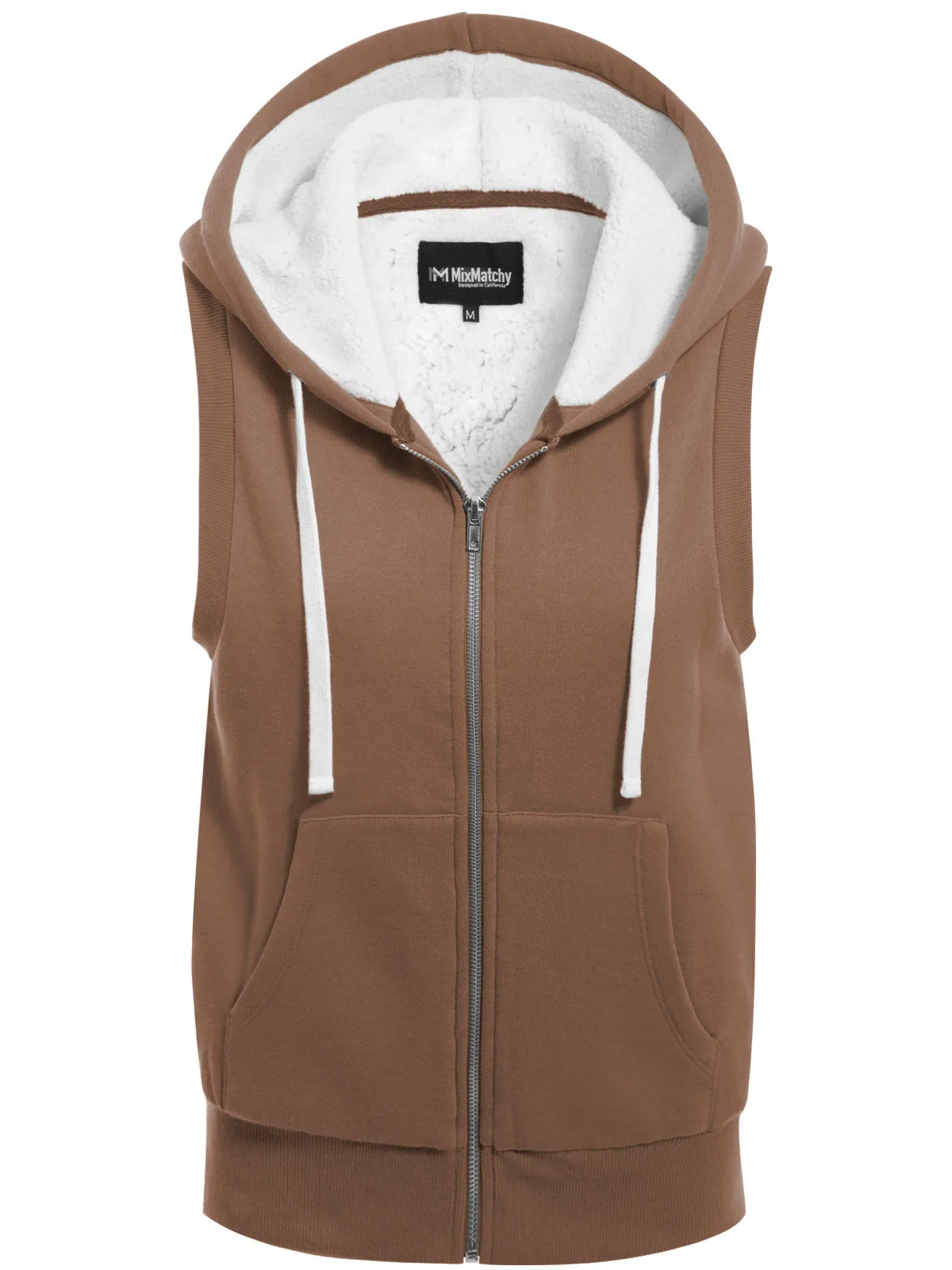 Sleeveless Sherpa Lining Zip Up Cozy Vest