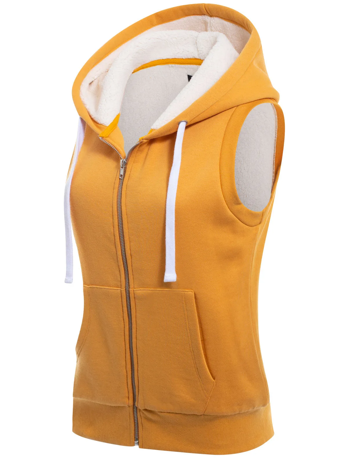 Sleeveless Sherpa Lining Zip Up Cozy Vest