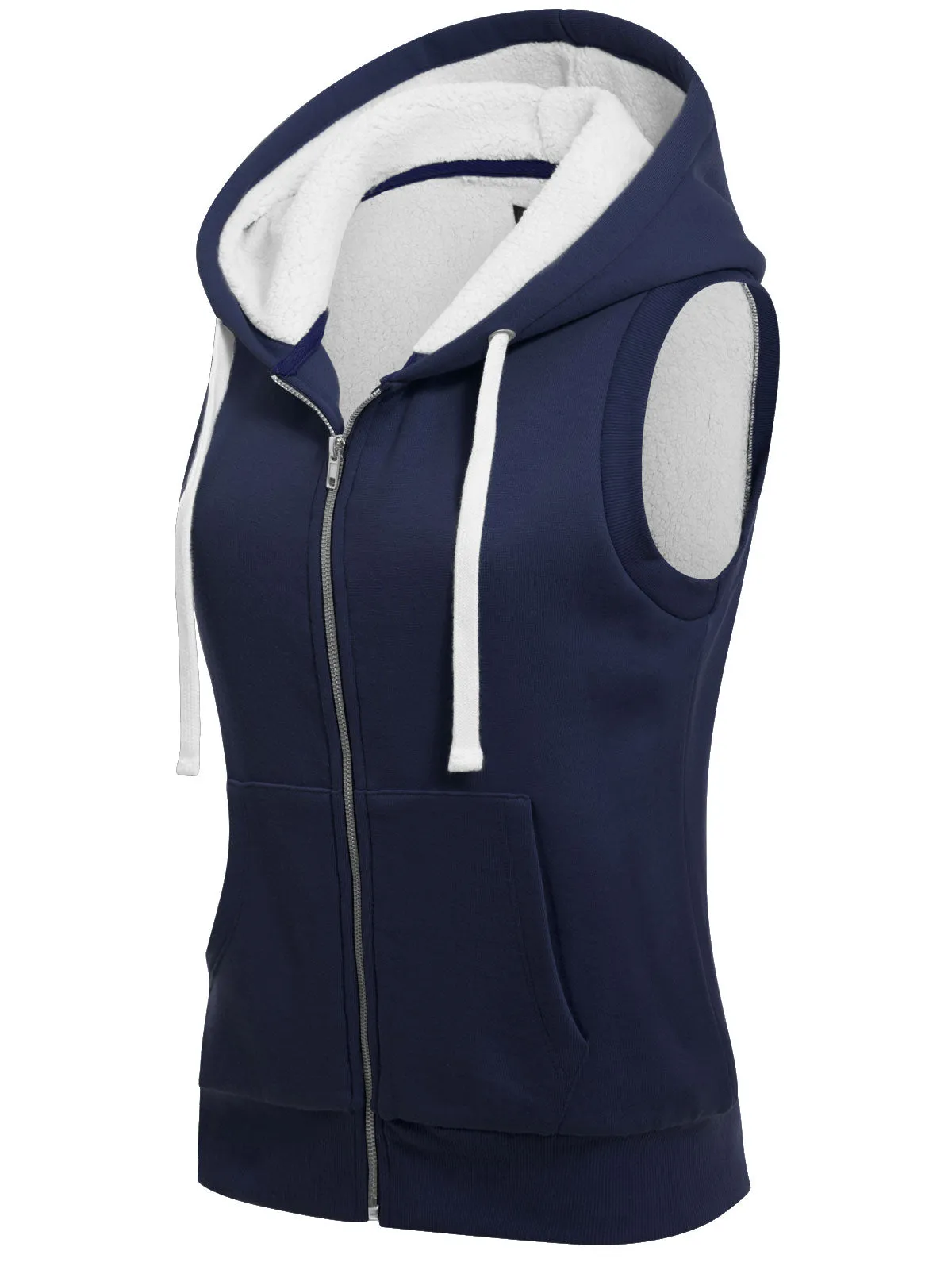 Sleeveless Sherpa Lining Zip Up Cozy Vest