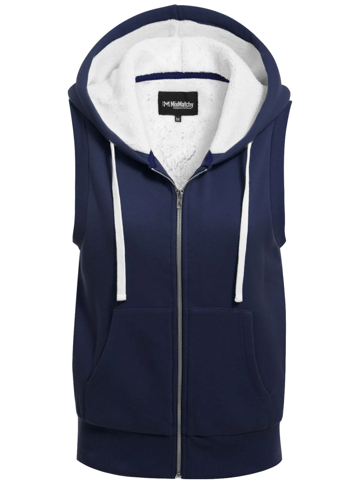 Sleeveless Sherpa Lining Zip Up Cozy Vest