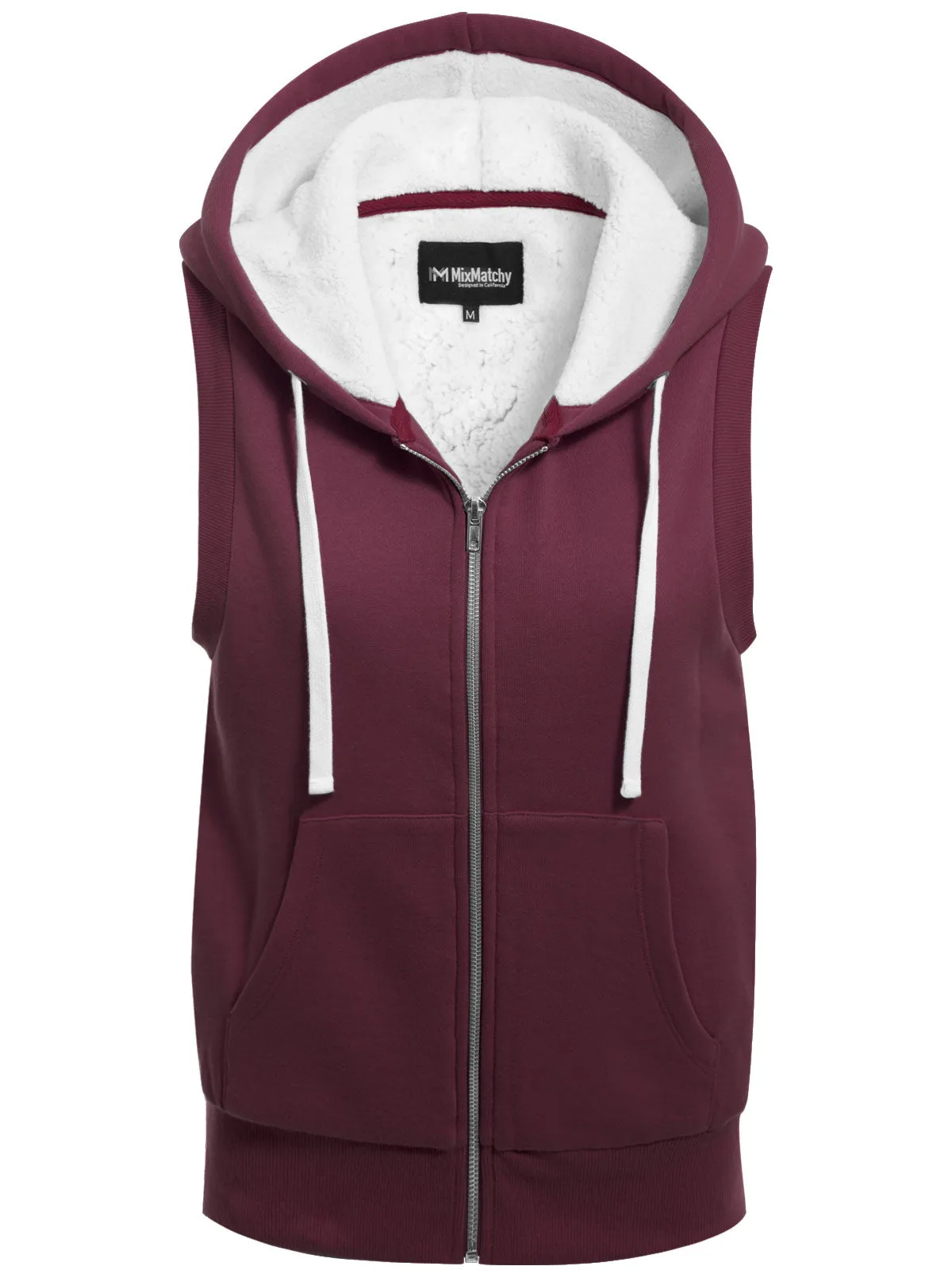 Sleeveless Sherpa Lining Zip Up Cozy Vest