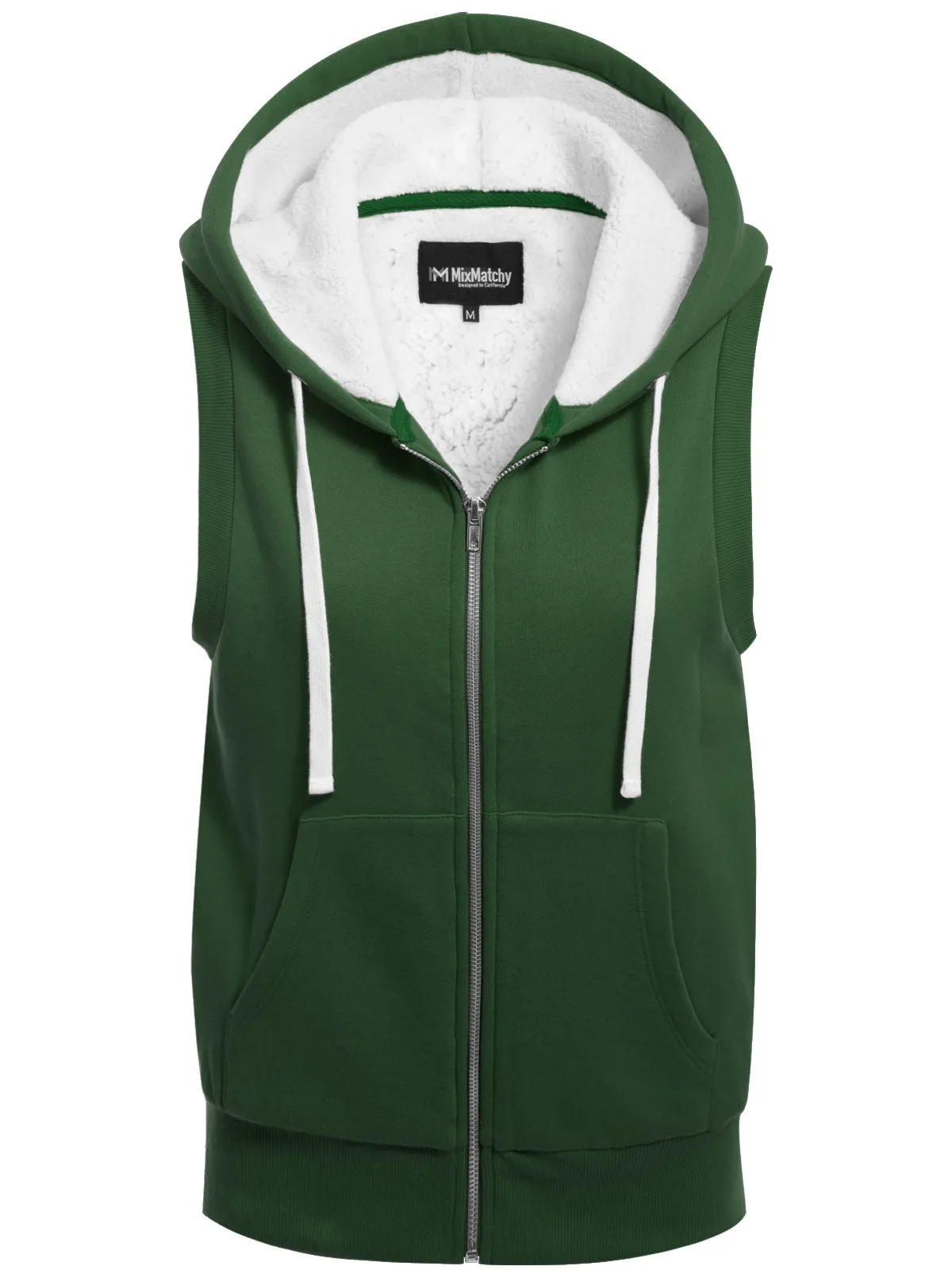 Sleeveless Sherpa Lining Zip Up Cozy Vest