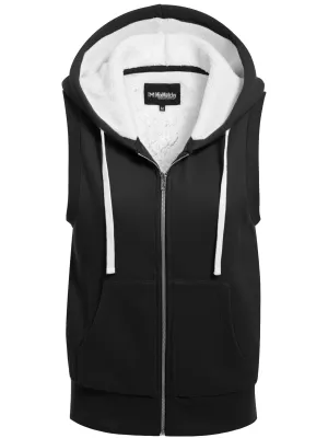 Sleeveless Sherpa Lining Zip Up Cozy Vest
