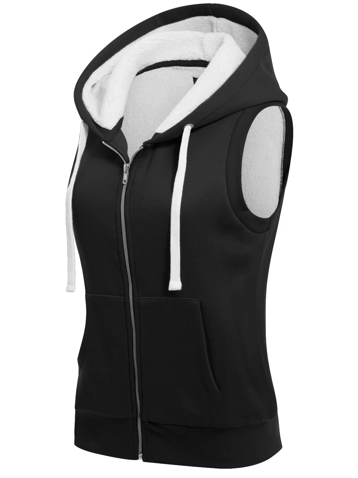 Sleeveless Sherpa Lining Zip Up Cozy Vest