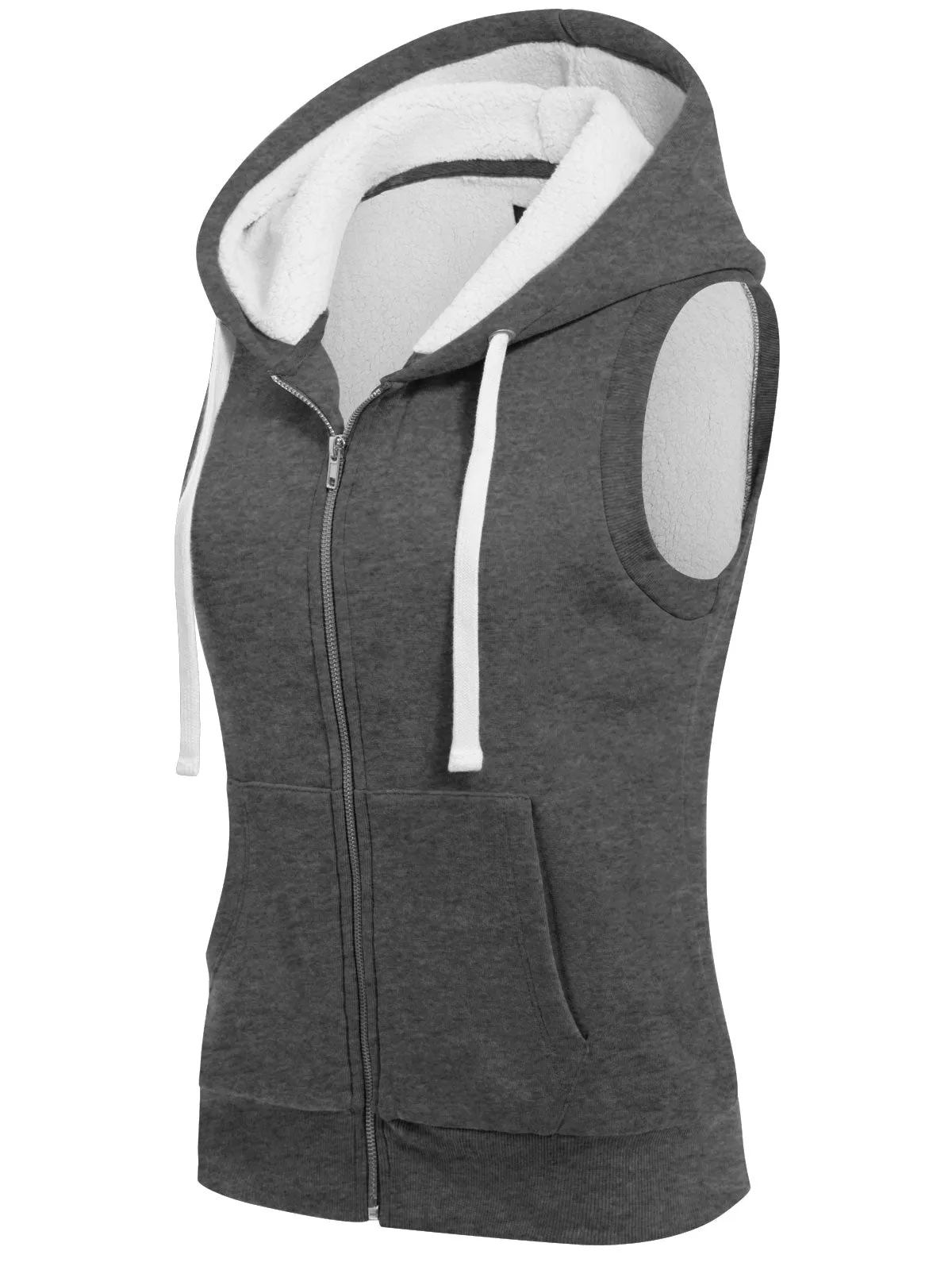 Sleeveless Sherpa Lining Zip Up Cozy Vest