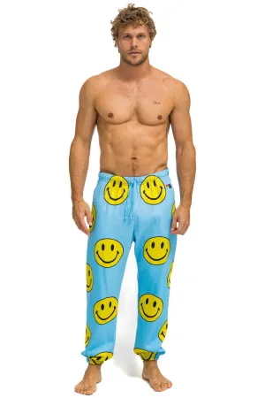 SMILEY REPEAT MENS SWEATPANTS - SKY