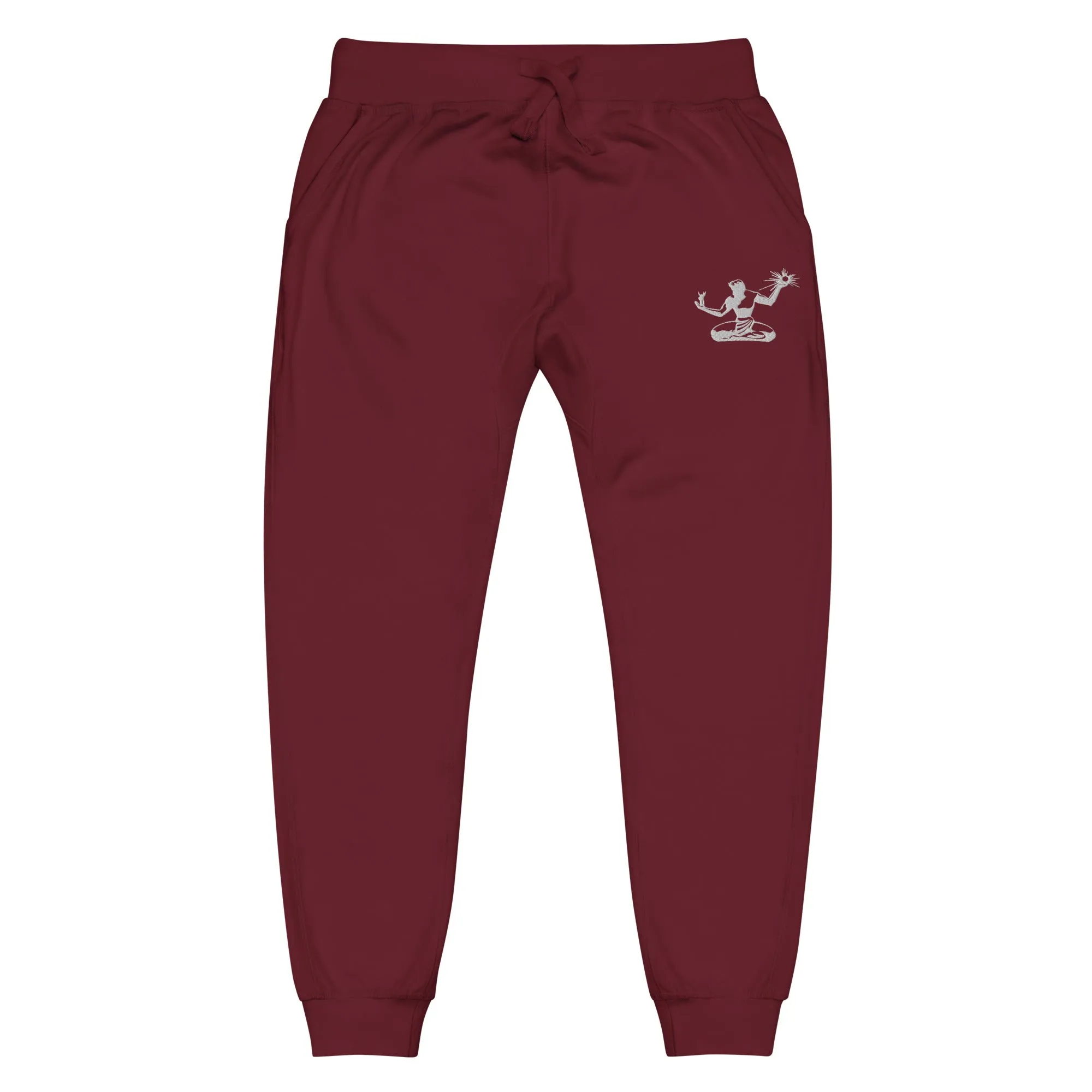 Spirit of Detroit Premium Embroidered Unisex Fleece Sweatpants - Maroon / White