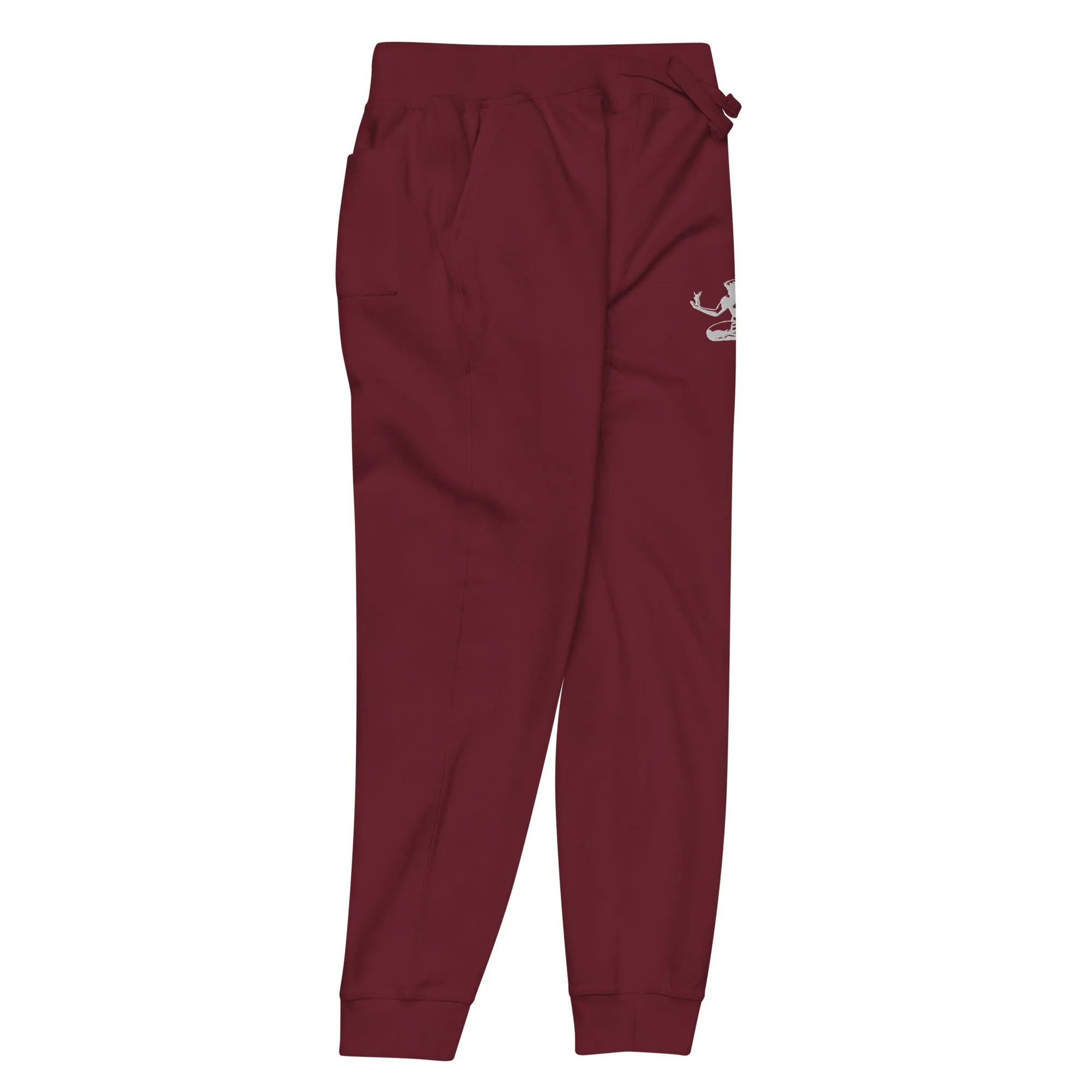 Spirit of Detroit Premium Embroidered Unisex Fleece Sweatpants - Maroon / White