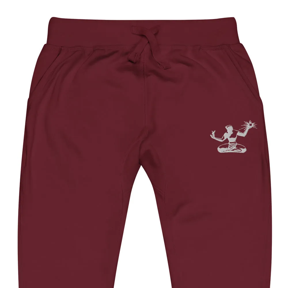 Spirit of Detroit Premium Embroidered Unisex Fleece Sweatpants - Maroon / White