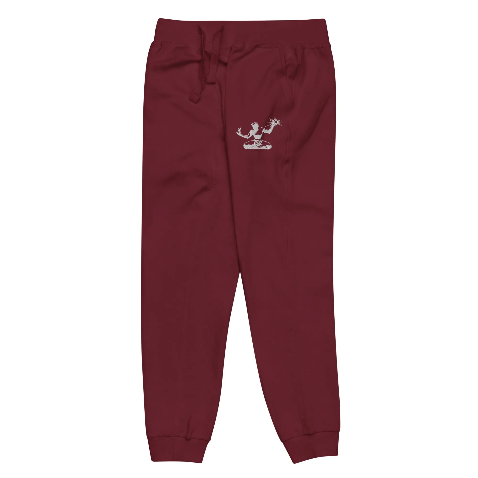Spirit of Detroit Premium Embroidered Unisex Fleece Sweatpants - Maroon / White