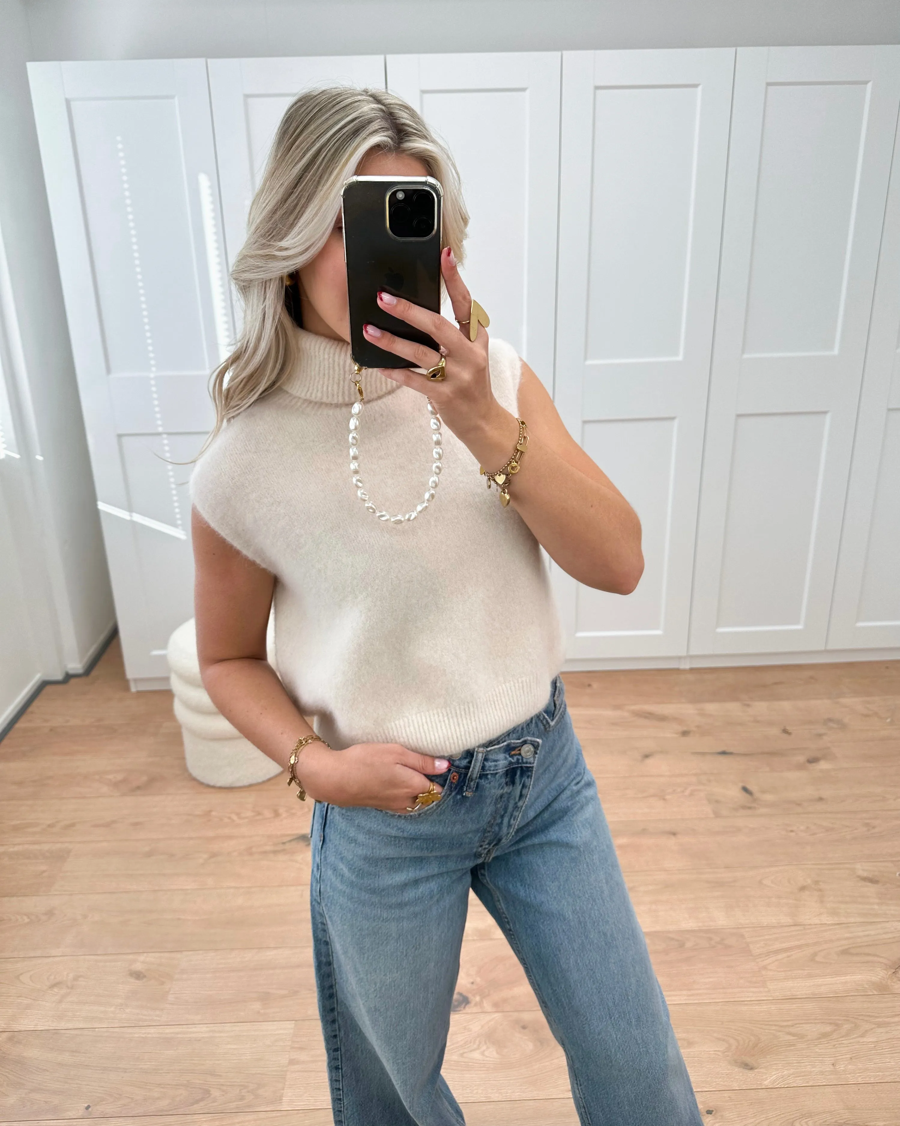 Suze Col Top Beige