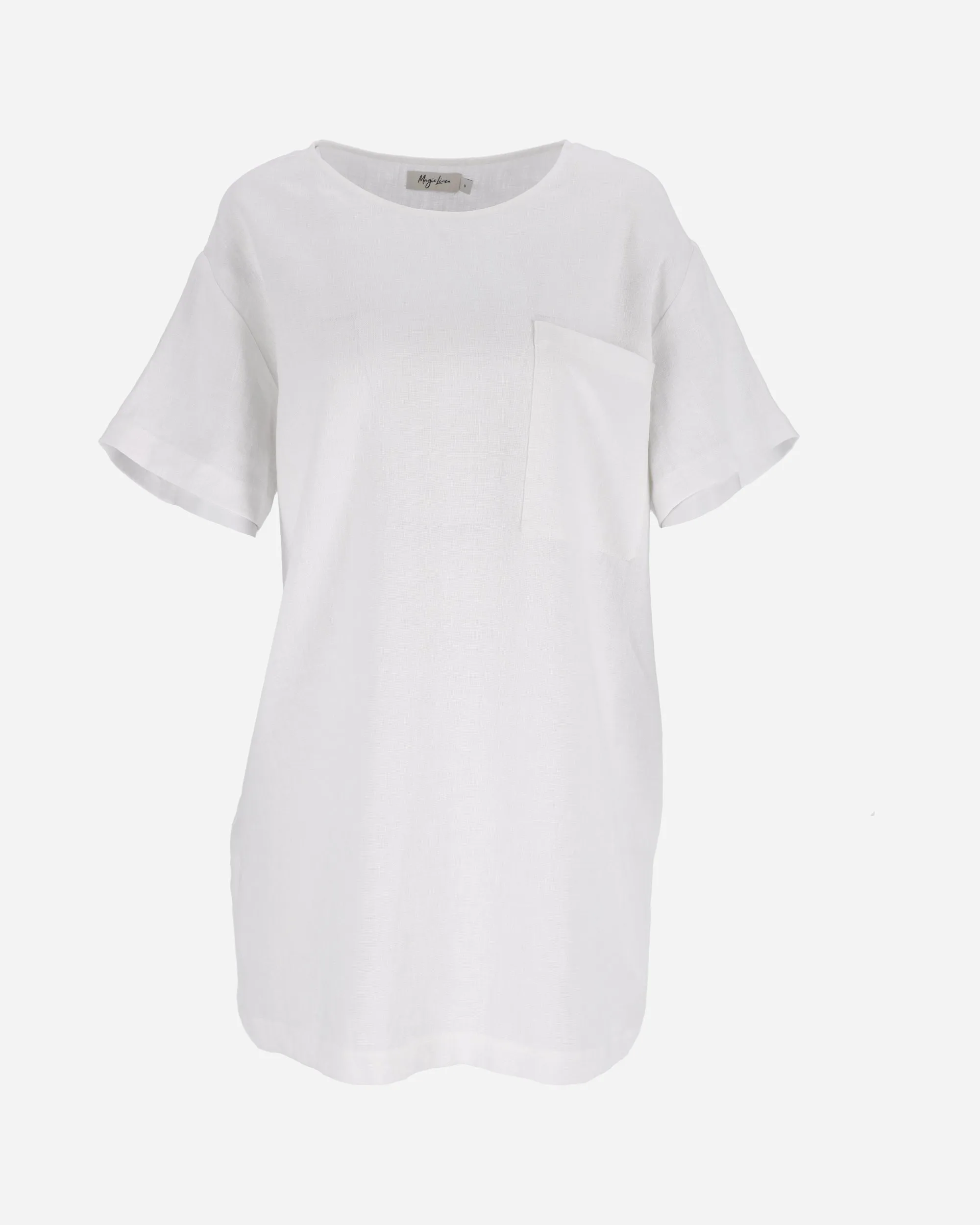 T-shirt linen dress MIJAS in White