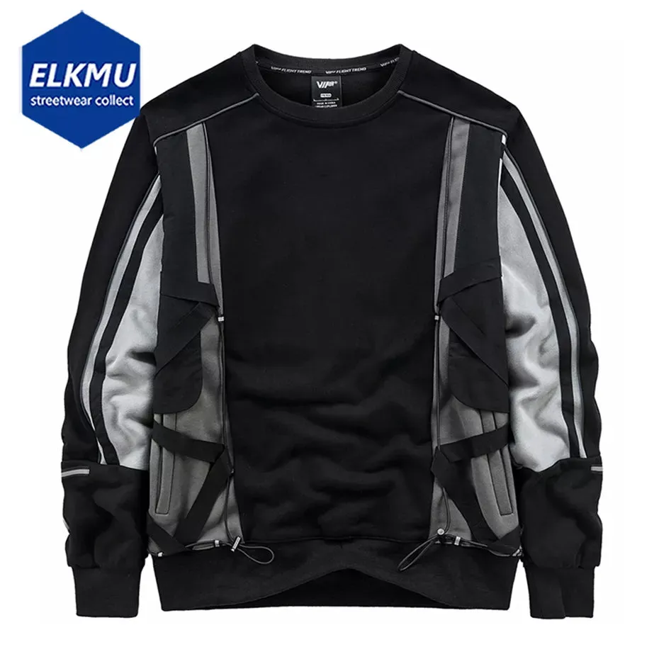 Techwear Sports Streetwear Hip Hop Pullover. Oversized Casual Sweatshirt, Loose Cotton