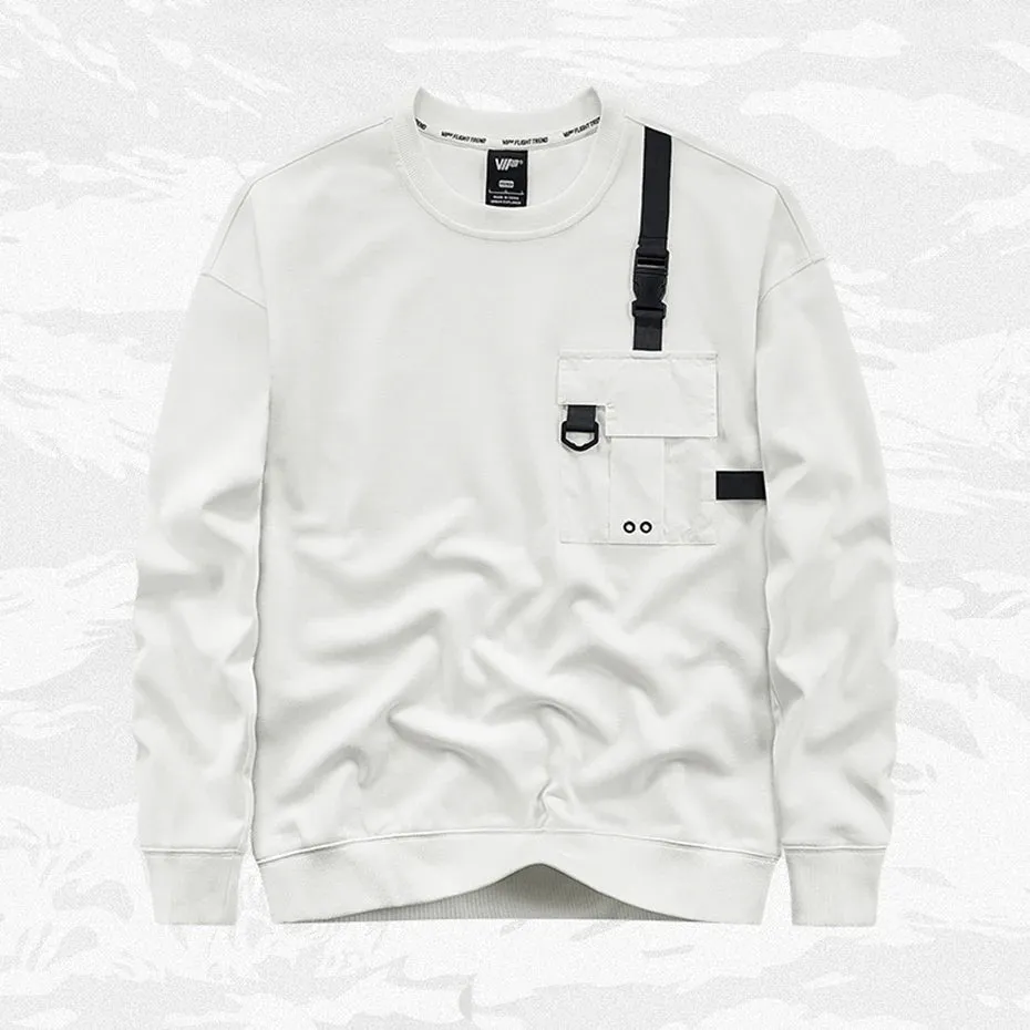Techwear Sports Streetwear Hip Hop Pullover. Oversized Casual Sweatshirt, Loose Cotton