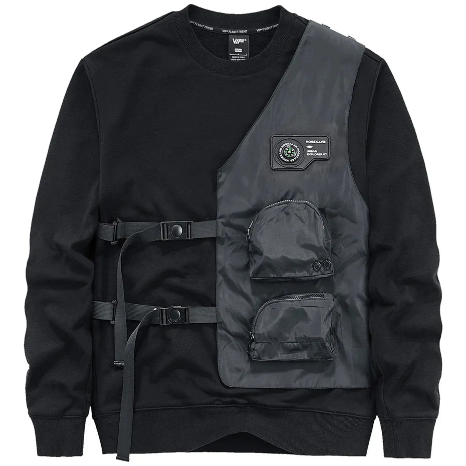 Techwear Sports Streetwear Hip Hop Pullover. Oversized Casual Sweatshirt, Loose Cotton