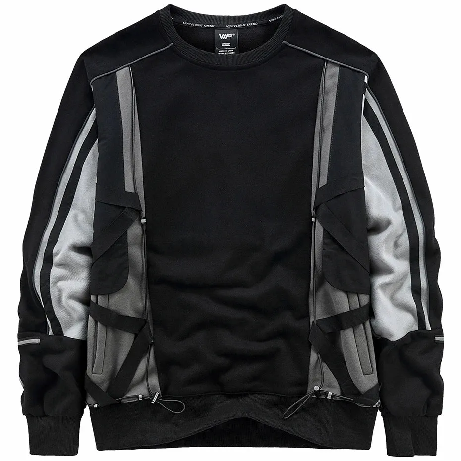 Techwear Sports Streetwear Hip Hop Pullover. Oversized Casual Sweatshirt, Loose Cotton