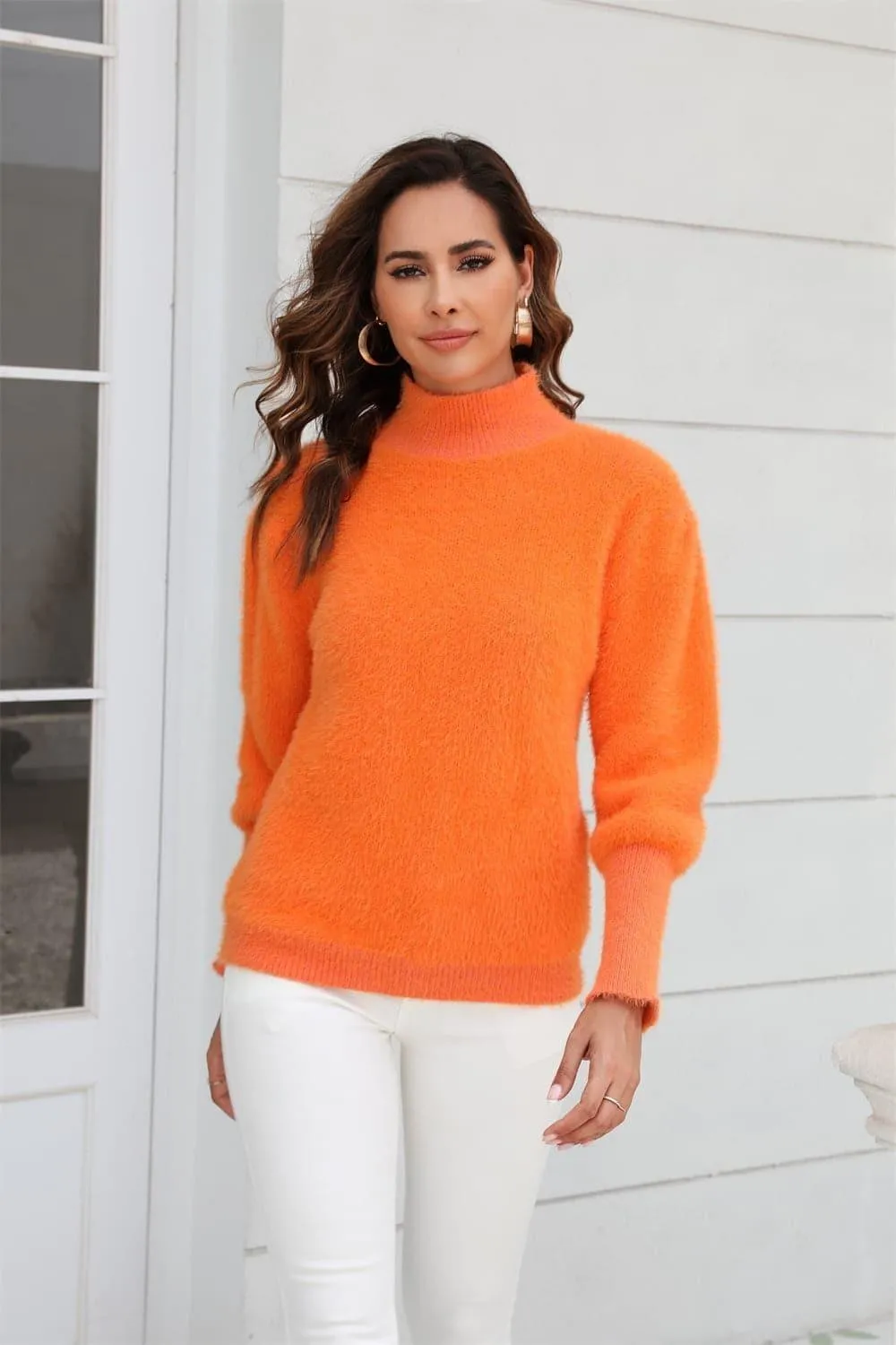 Turtleneck Long Sleeve Pullover Sweater, Multiple Colors