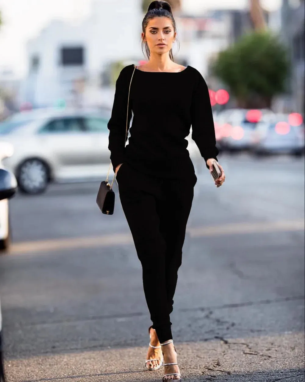 Two-Piece Knitted Sweater and Pants Set – Long Sleeve Women's Suit