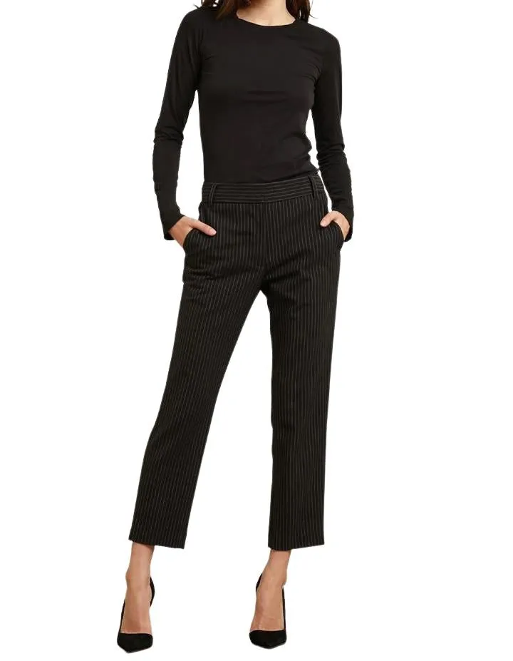 Velvet Brittany Pintstripe Pant - Black Pinstripe