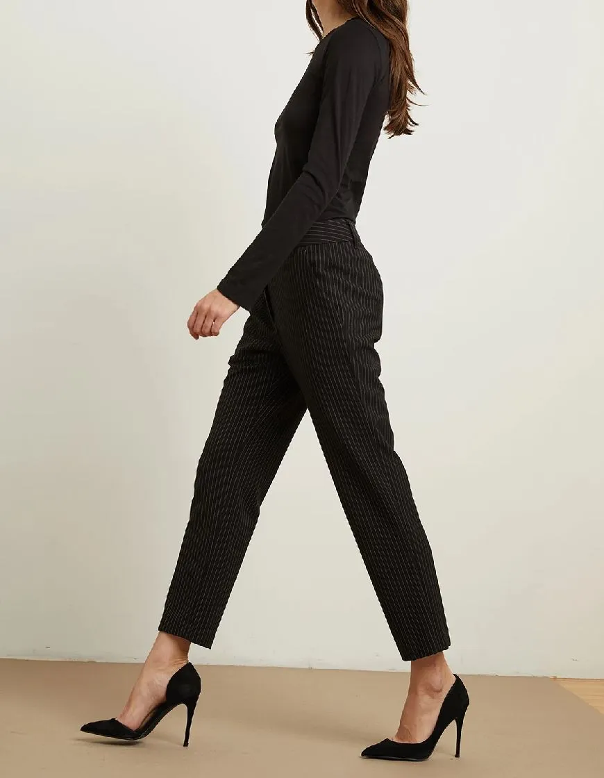 Velvet Brittany Pintstripe Pant - Black Pinstripe