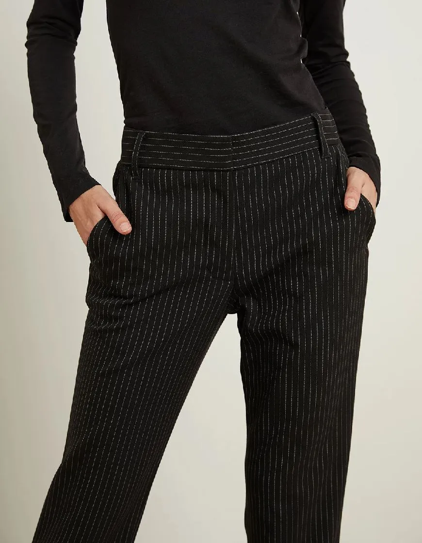 Velvet Brittany Pintstripe Pant - Black Pinstripe