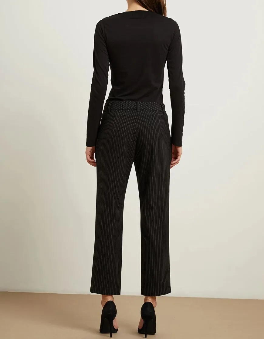 Velvet Brittany Pintstripe Pant - Black Pinstripe