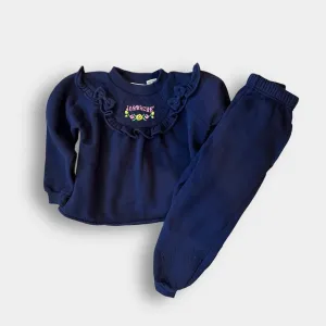 Vintage Jordache Navy Flower Sweatsuit Outfit 4/5