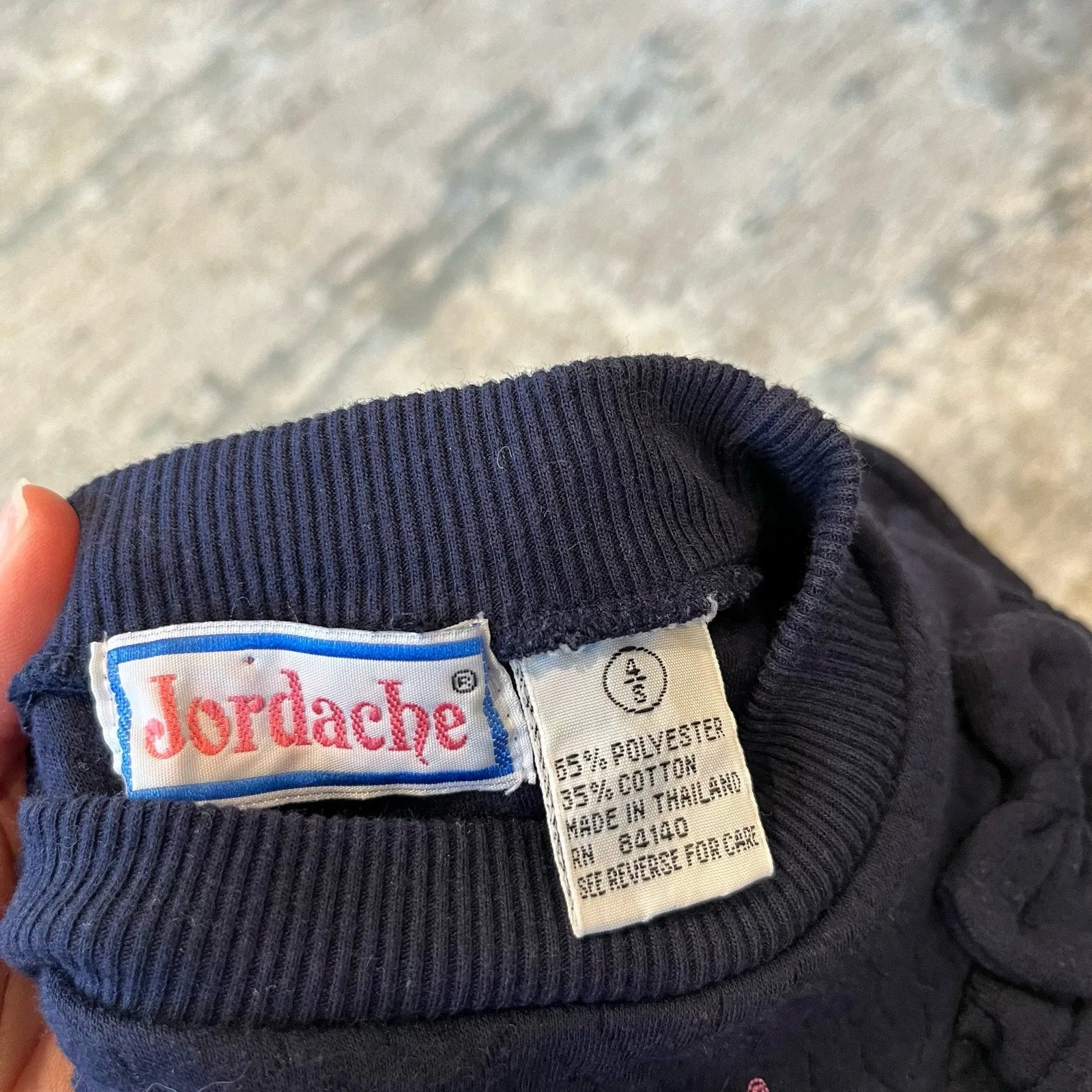 Vintage Jordache Navy Flower Sweatsuit Outfit 4/5