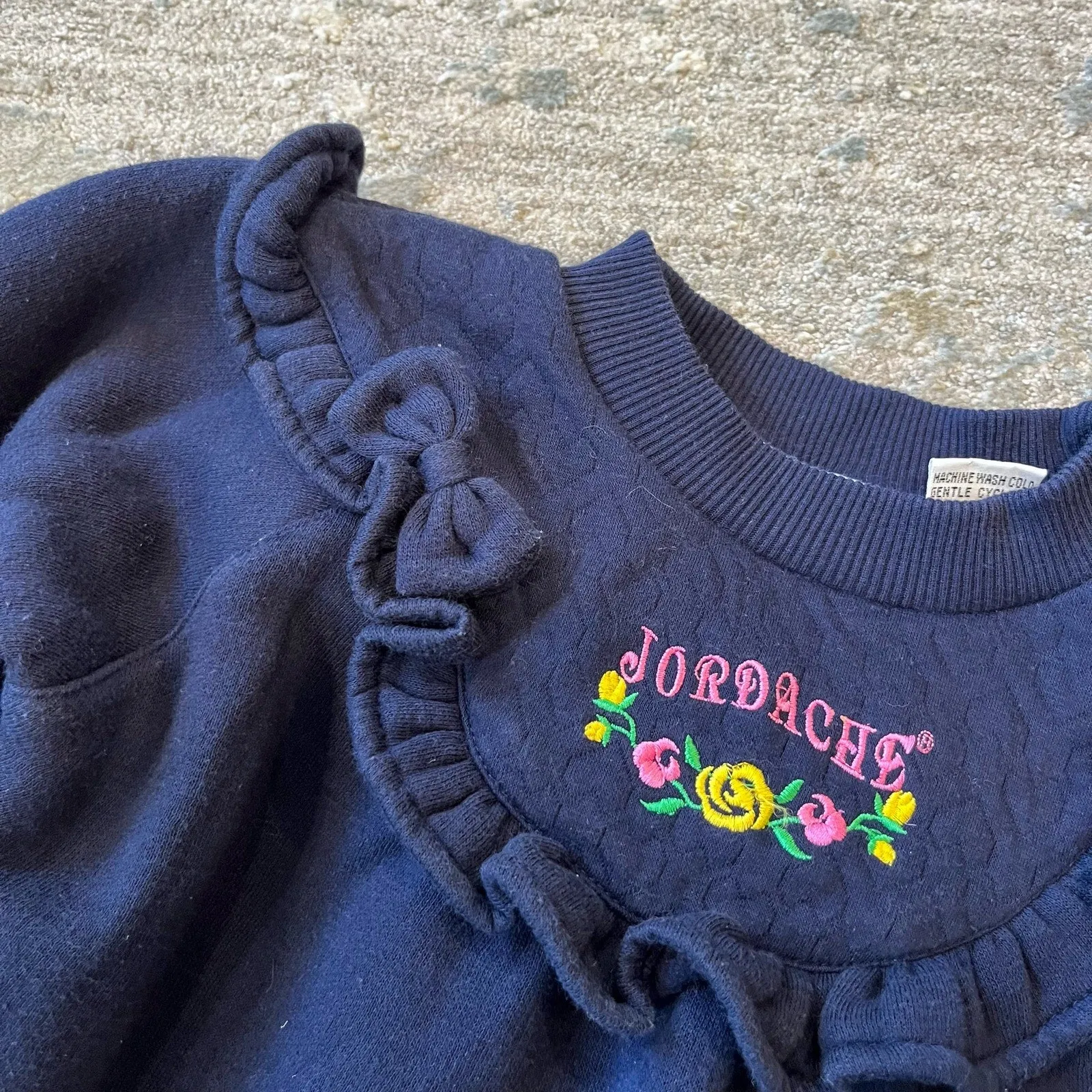 Vintage Jordache Navy Flower Sweatsuit Outfit 4/5