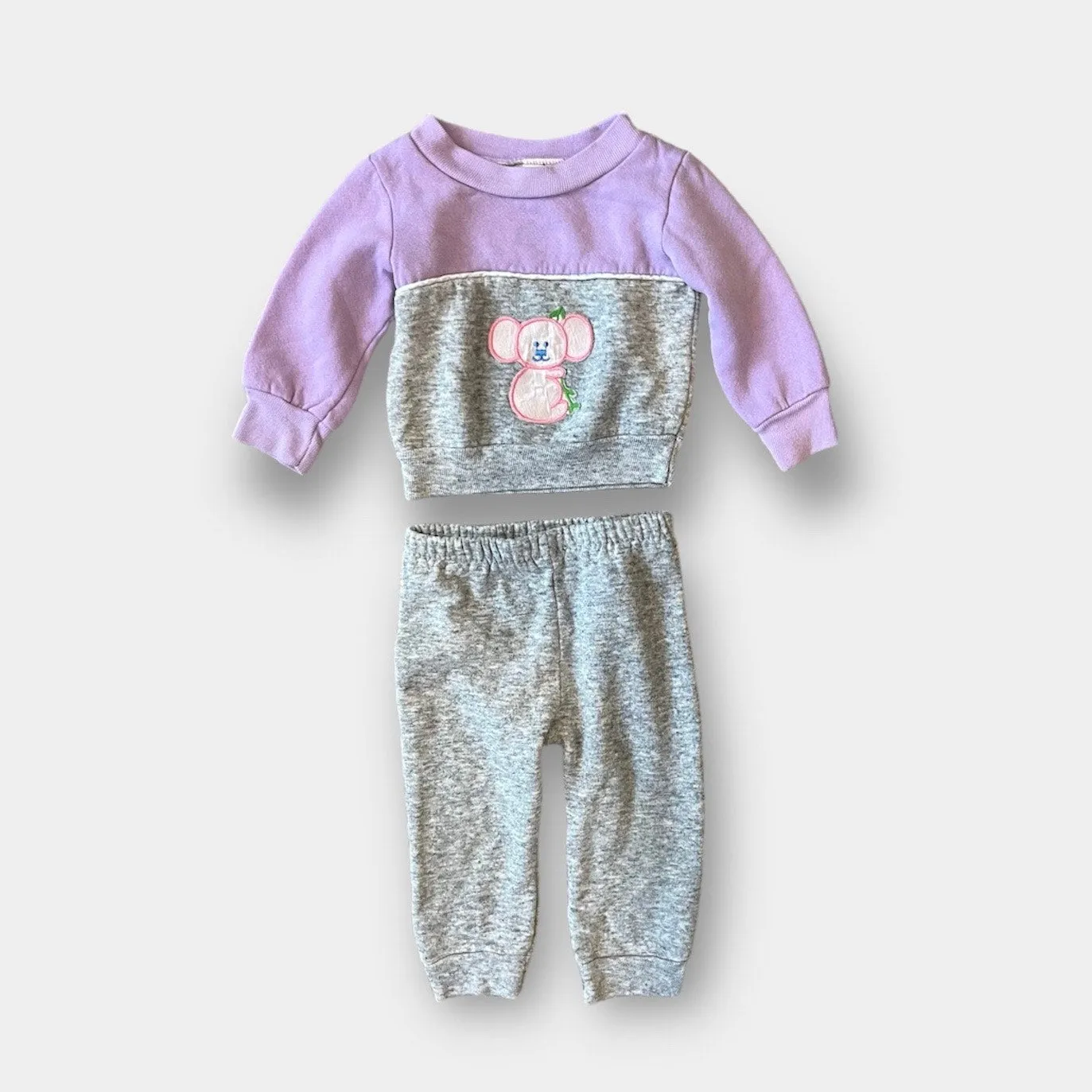 Vintage Kids World Purple Gray Koala Sweatsuit 12 Months