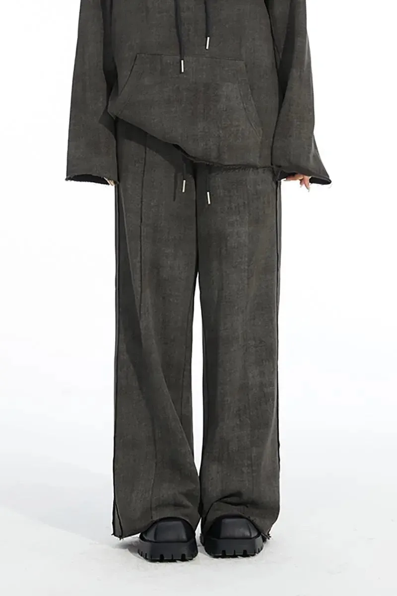 Vintage Oversized High Waist Wide Leg Sweatpants with Raw Edge