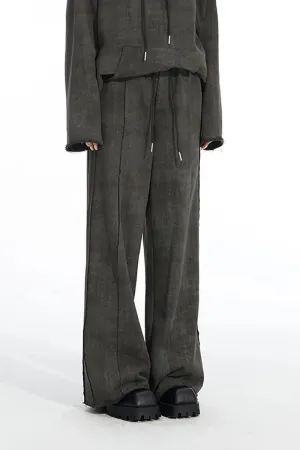 Vintage Oversized High Waist Wide Leg Sweatpants with Raw Edge